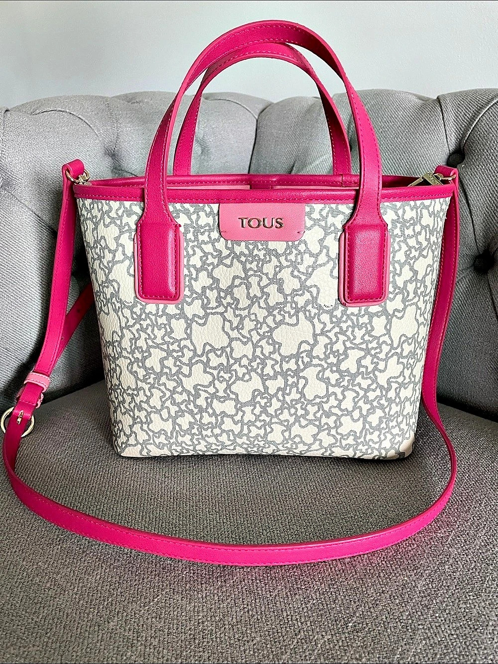 TOUS Patterned Tote Pink & White